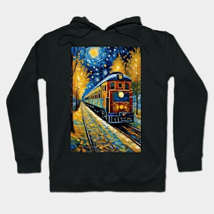 Starry night train station Hoodie